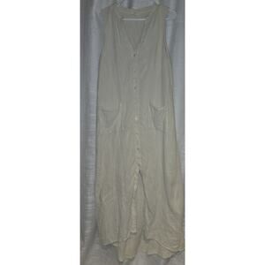 A.ren Sleeveless Cream boho Button Down Dress 100% Cotton M